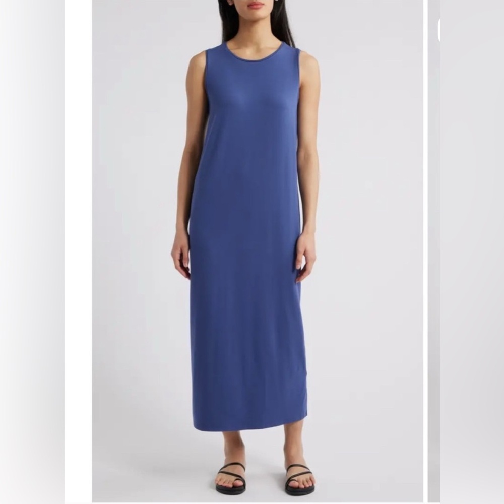 Eileen Fisher Navy Sleeveless Jersey Maxi Dress S